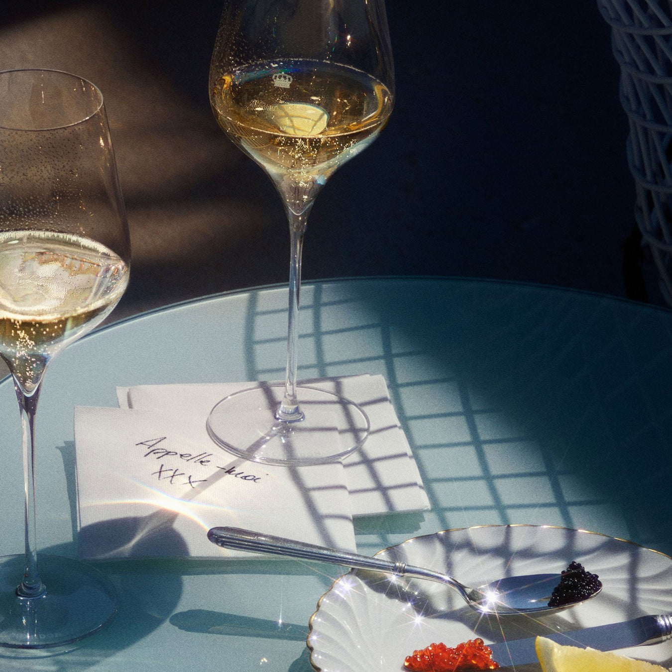 Champagne Glasses on a table - Kent Street Cellars