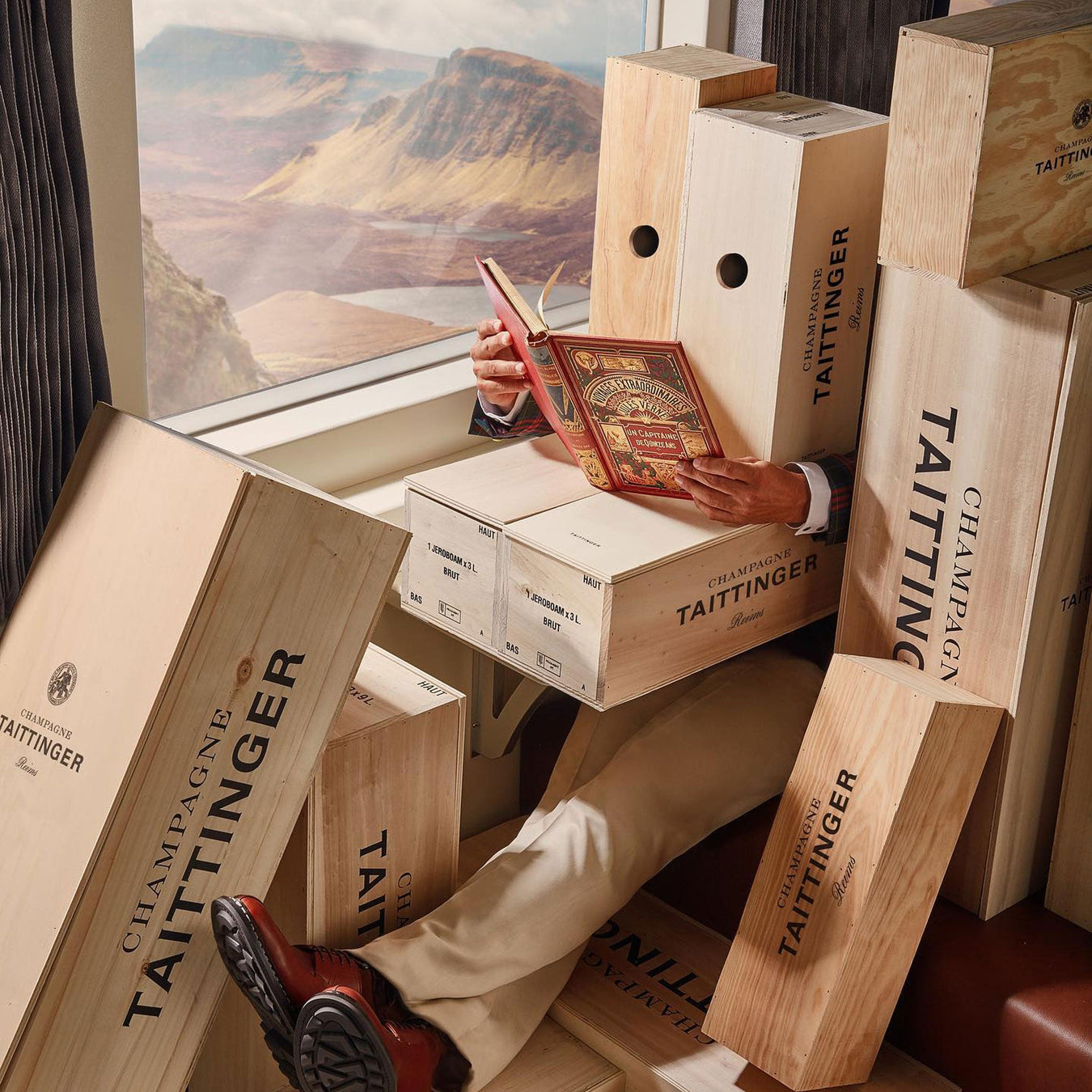 Taittinger wooden wine boxes in different sizes - Kent Street Cellars