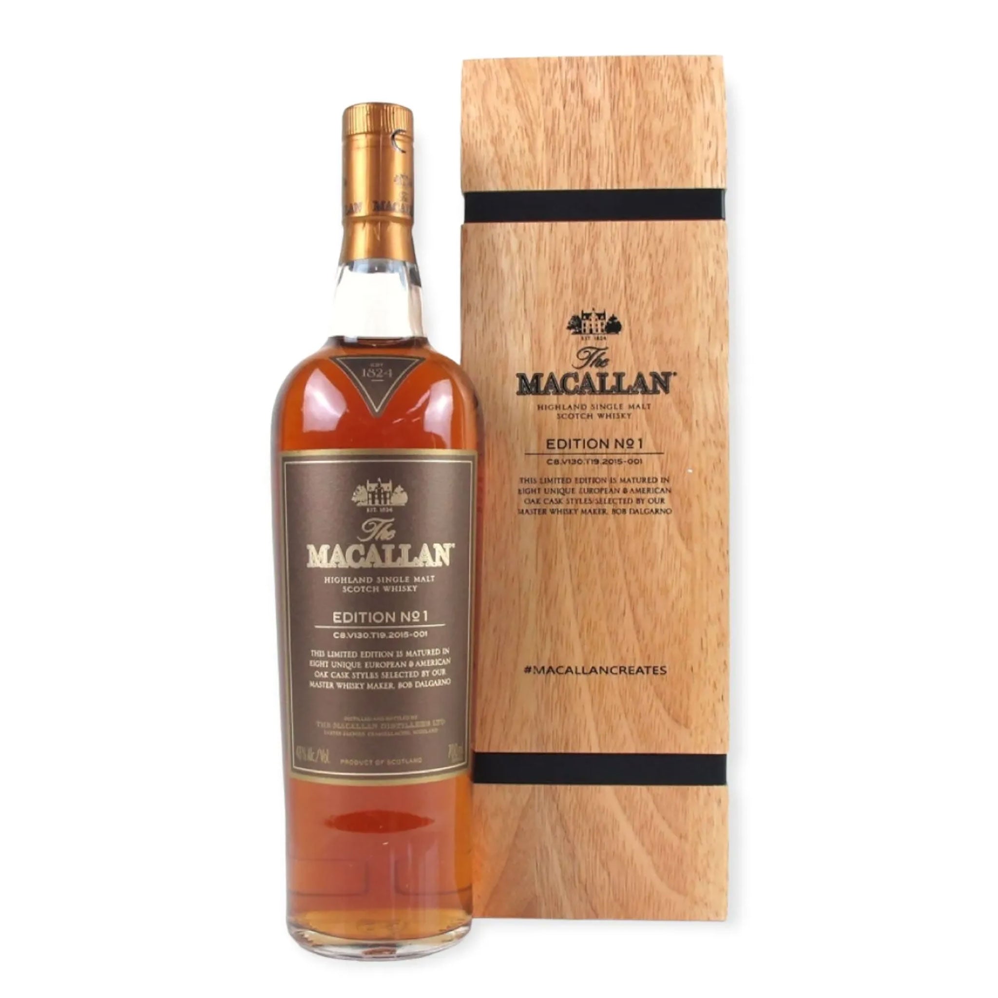 The Macallan Edition No. 1 Single Malt Scotch Whisky Wooden Gift Box 700ml