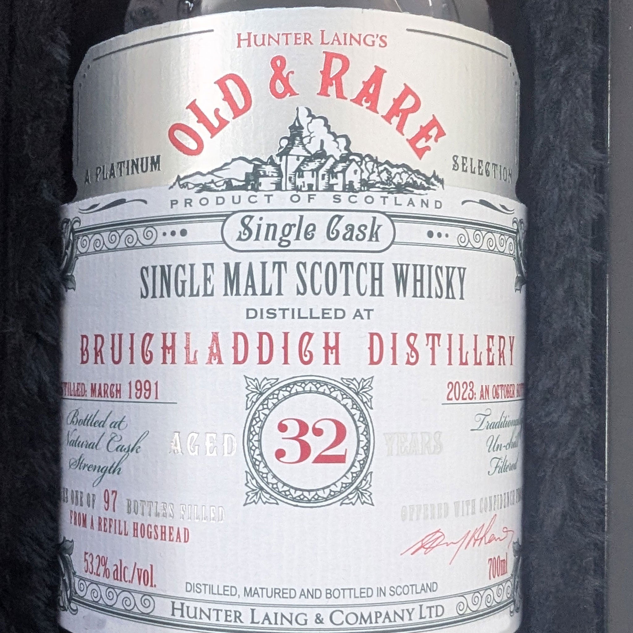 Bruichladdich 32 Year Old 1991 - Old & Rare Platinum (Hunter Laing) Whisky 700ml