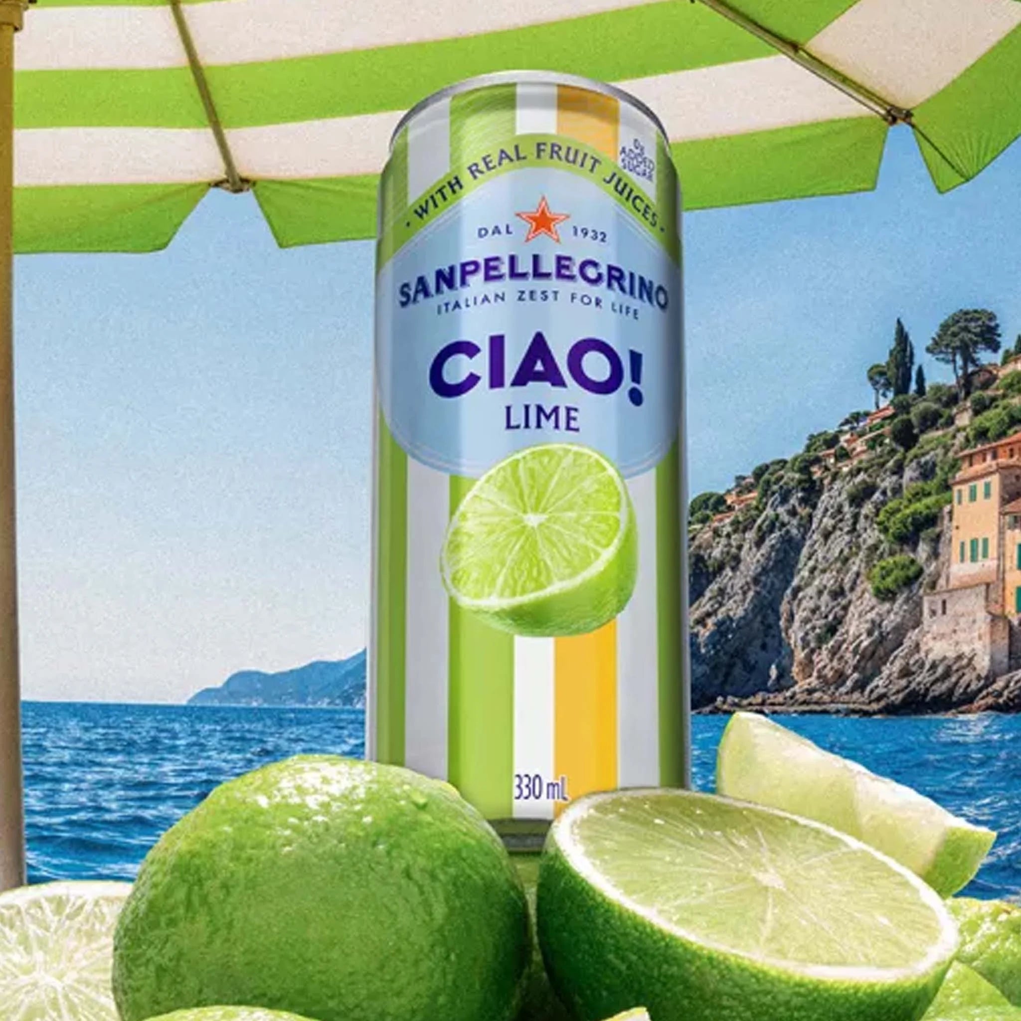 San Pellegrino Ciao Lime 330ml Can (4 Pack)