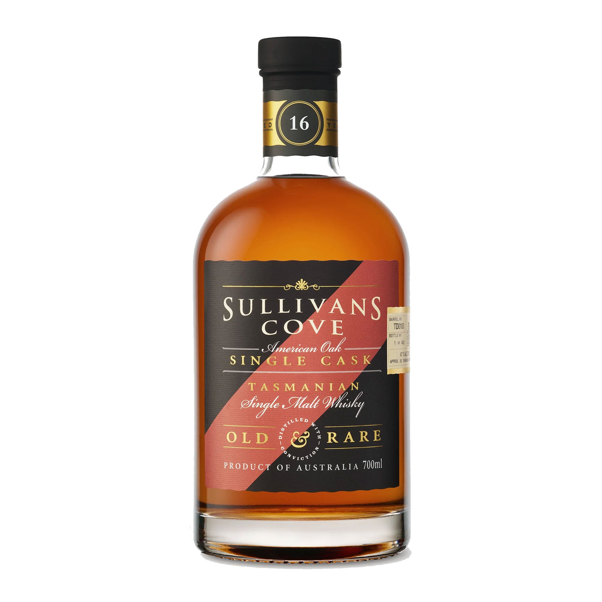Sullivans Cove Old & Rare American Oak Second Fill Single Cask 16 Year Old Single Malt Whisky 700ml (TD0100)