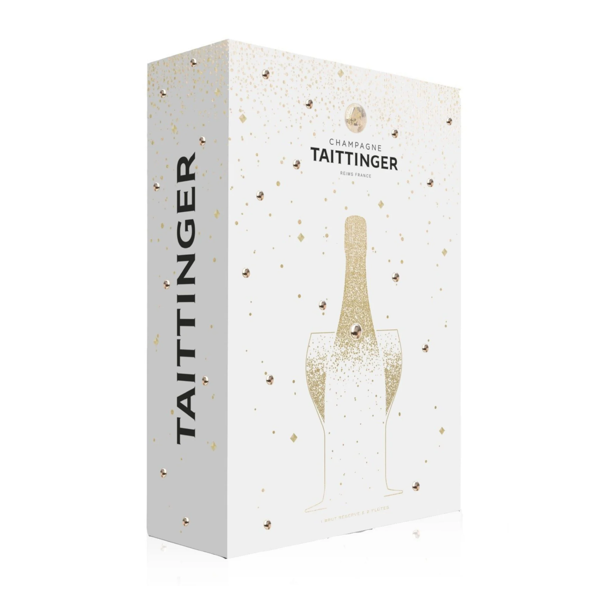 Taittinger Brut Réserve Champagne NV + Champagne Flutes