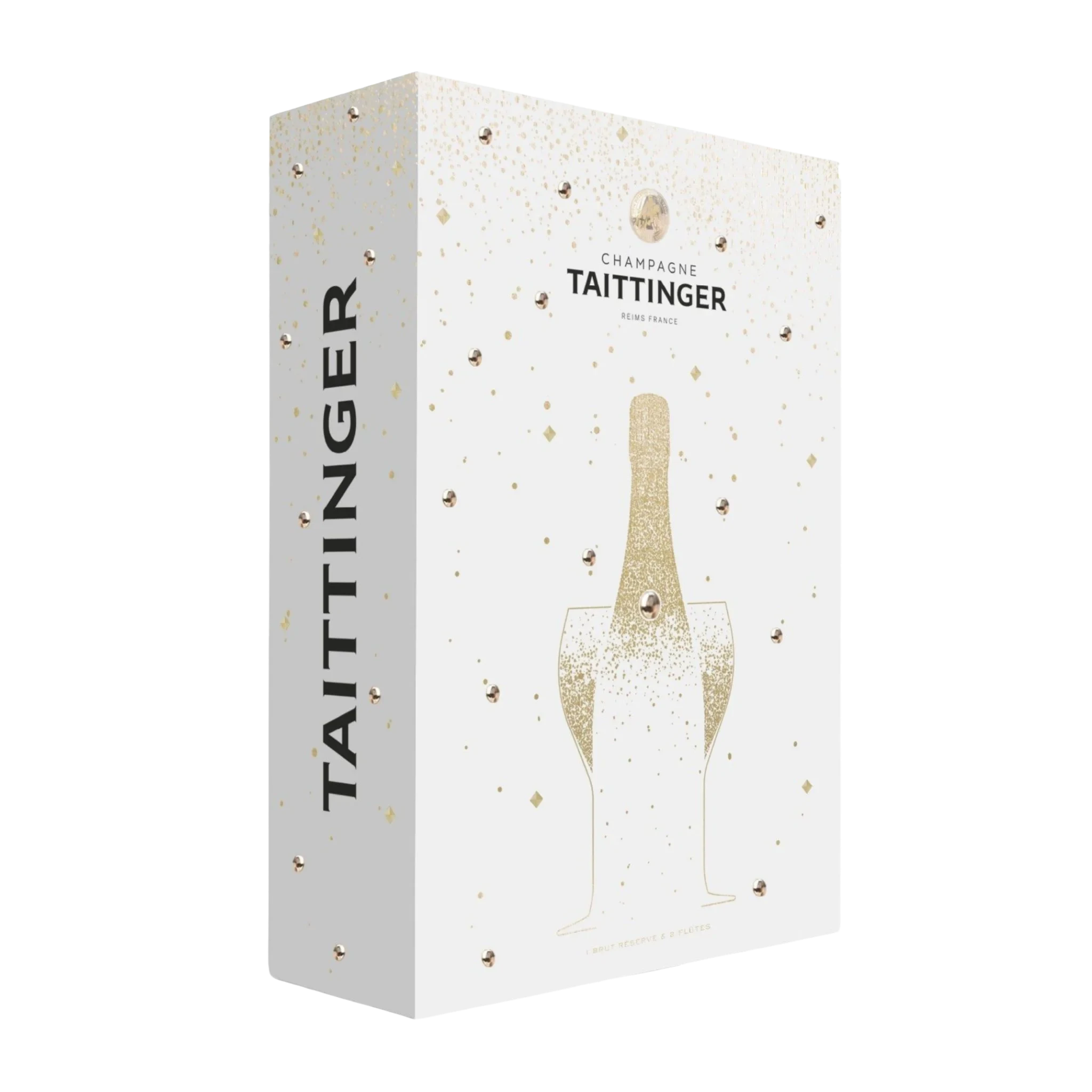 Taittinger Brut Réserve Champagne NV + Champagne Flutes