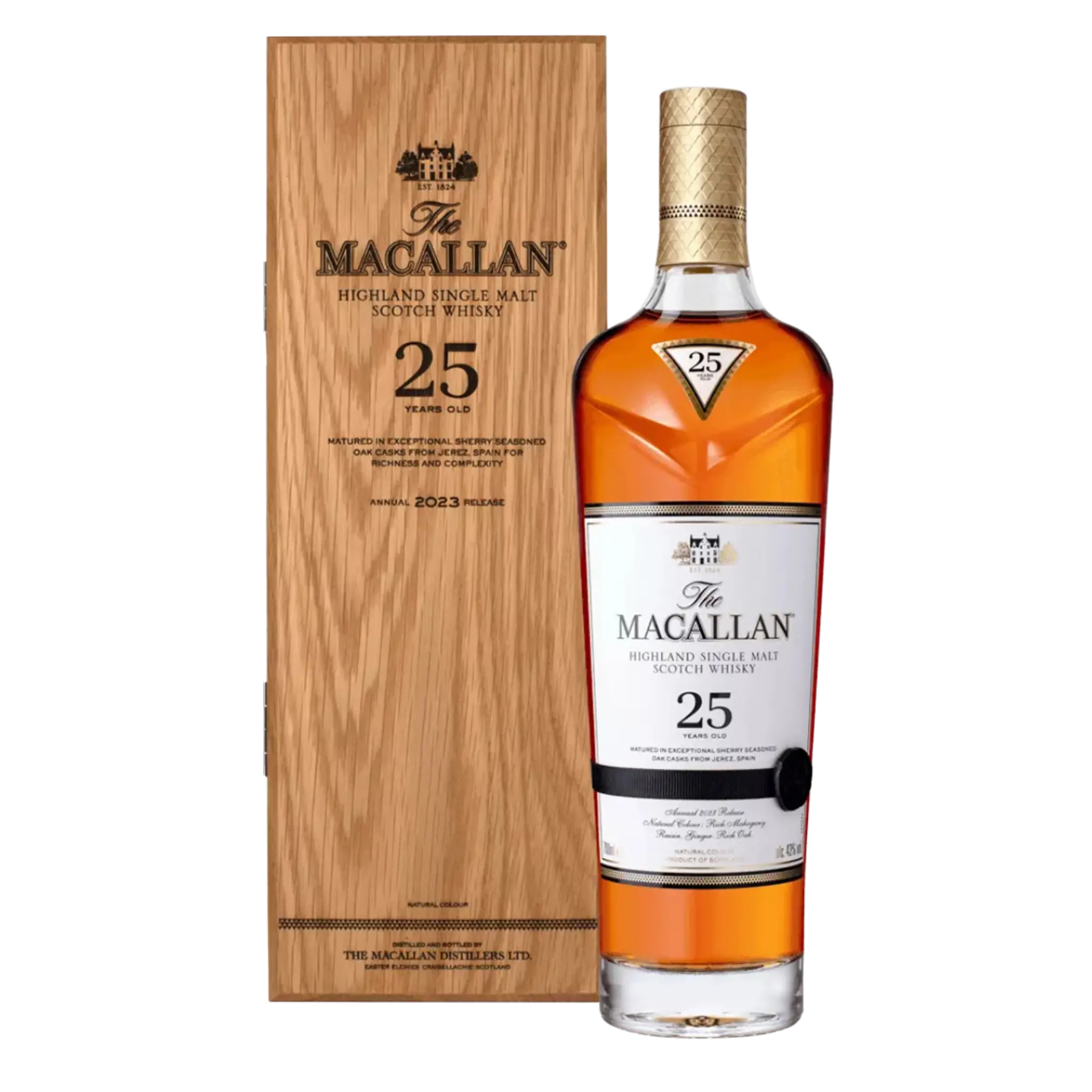 The Macallan Sherry Oak 25 Year Old Single Malt Scotch Whisky 700ml (2023 Release)