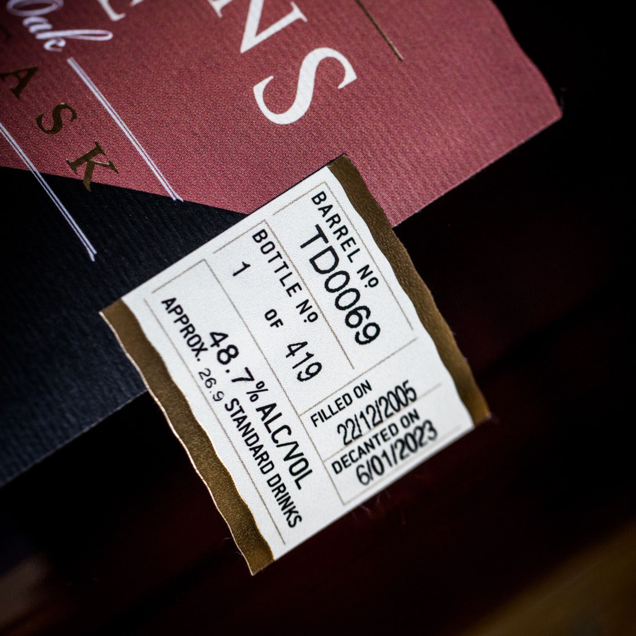 Sullivans Cove Old & Rare American Oak Second Fill Single Cask 17 Year Old Single Malt Whisky 700ml (TD0069)