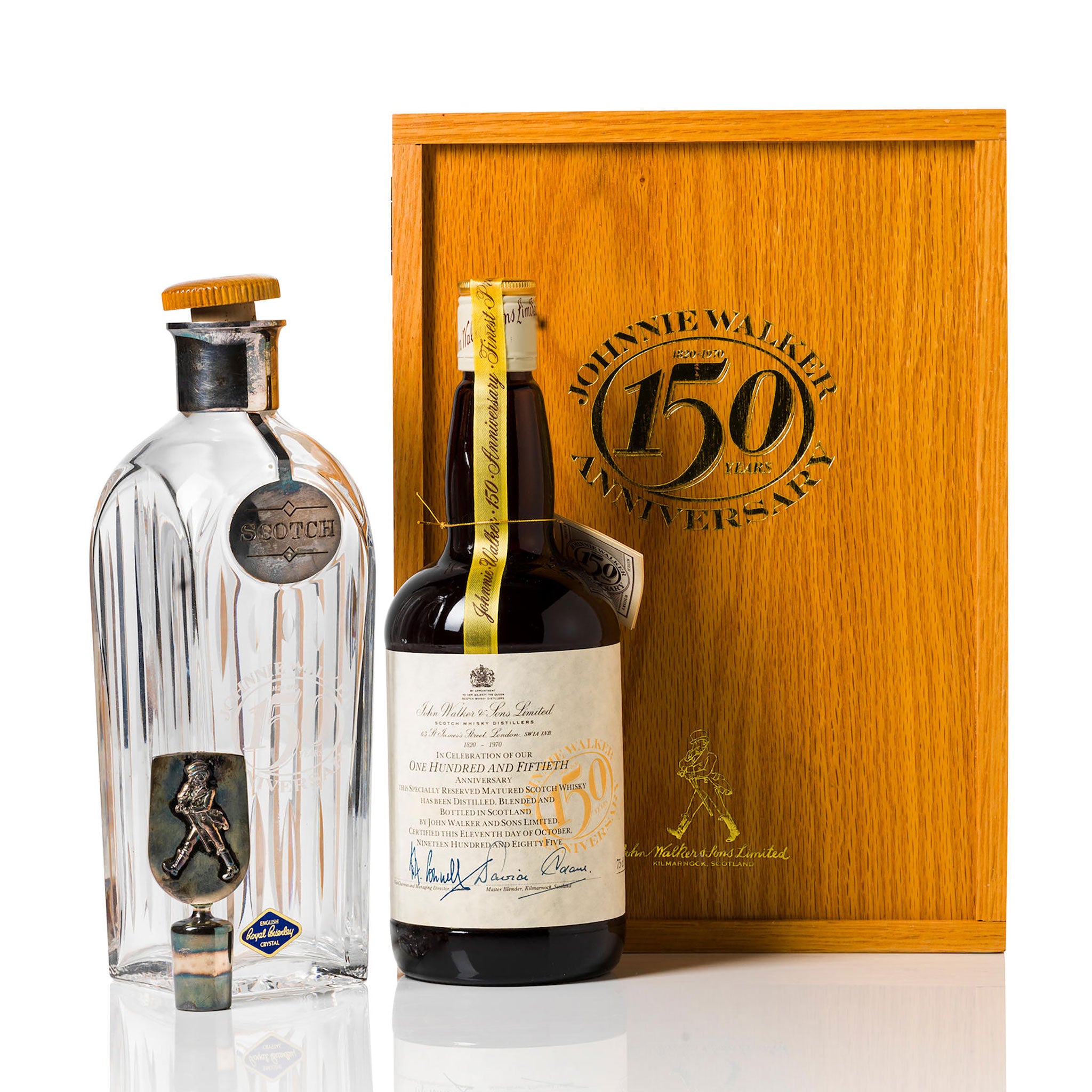 Johnnie Walker 150th Anniversary Blended Scotch Whisky 750ml Bottle and Crystal Decanter