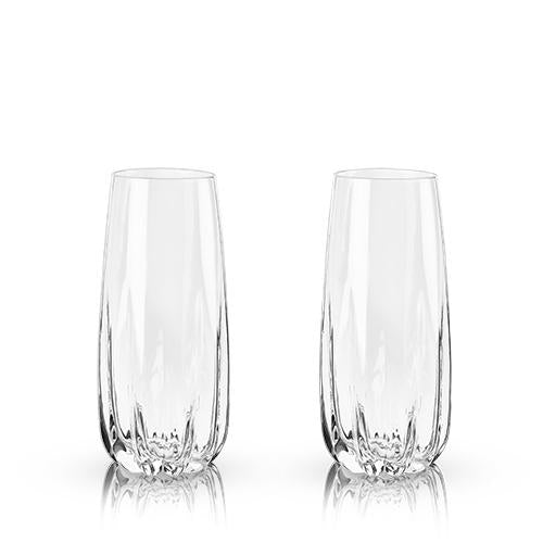 VISKI Crystal Cactus Champagne Flutes, Set of 2