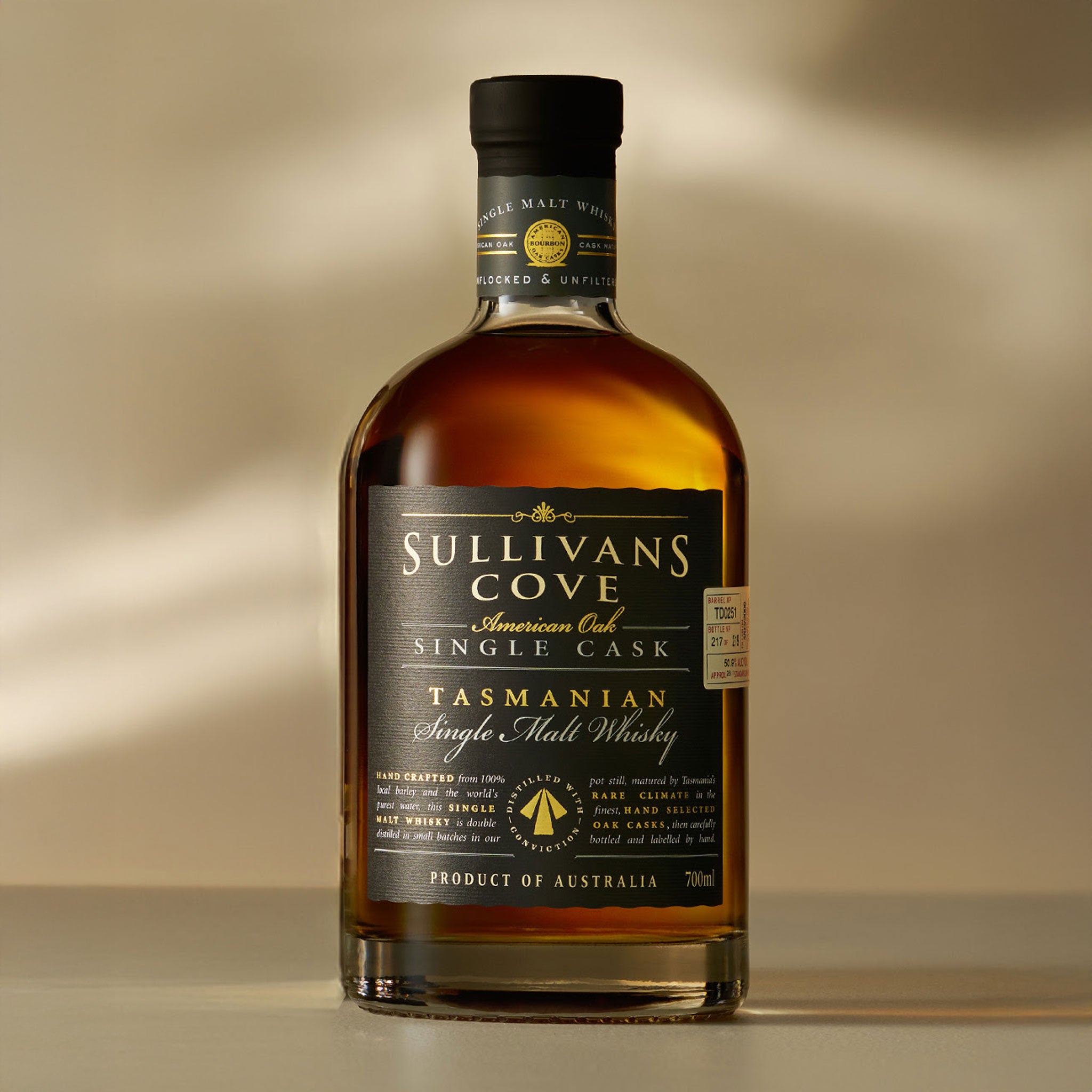 Sullivans Cove American Oak Ex-Bourbon Single Cask Single Malt Whisky 700ml (TD0250)