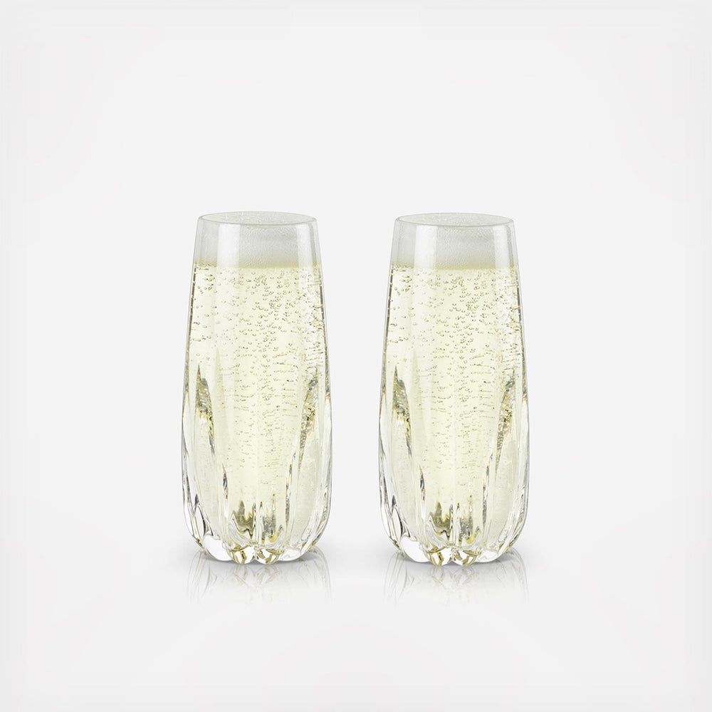 VISKI Crystal Cactus Champagne Flutes, Set of 2