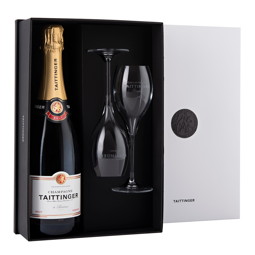 Taittinger Brut Réserve Champagne NV + Champagne Flutes - Kent Street Cellars