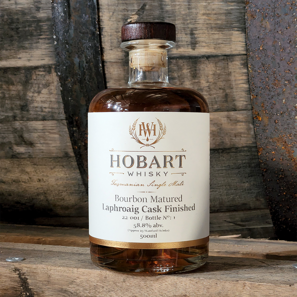 Hobart Whisky Ex-Bourbon Matured Laphroaig Quarter Cask Finished Single Malt Whisky 500ml (Batch 22-001) - Kent Street Cellars