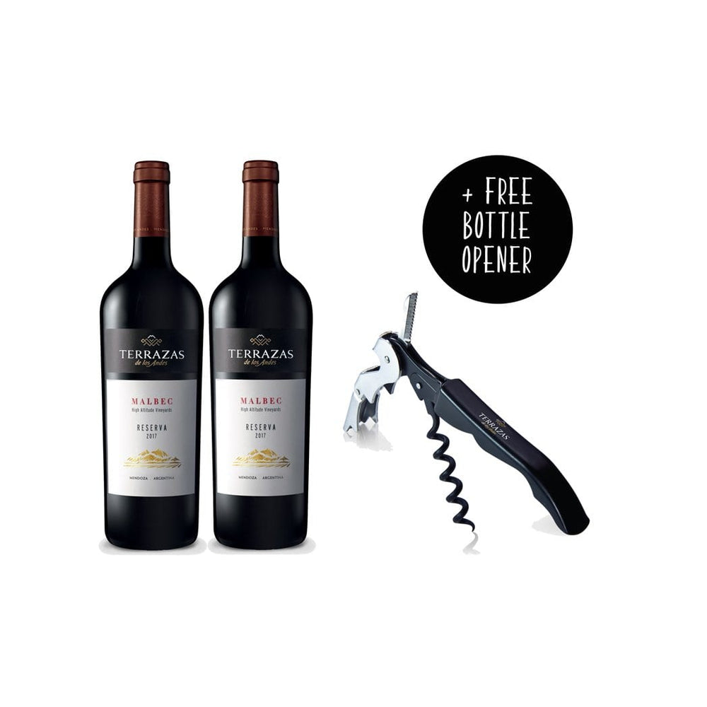 Terrazas Reserva Malbec - 2 Bottles + Bottle Opener