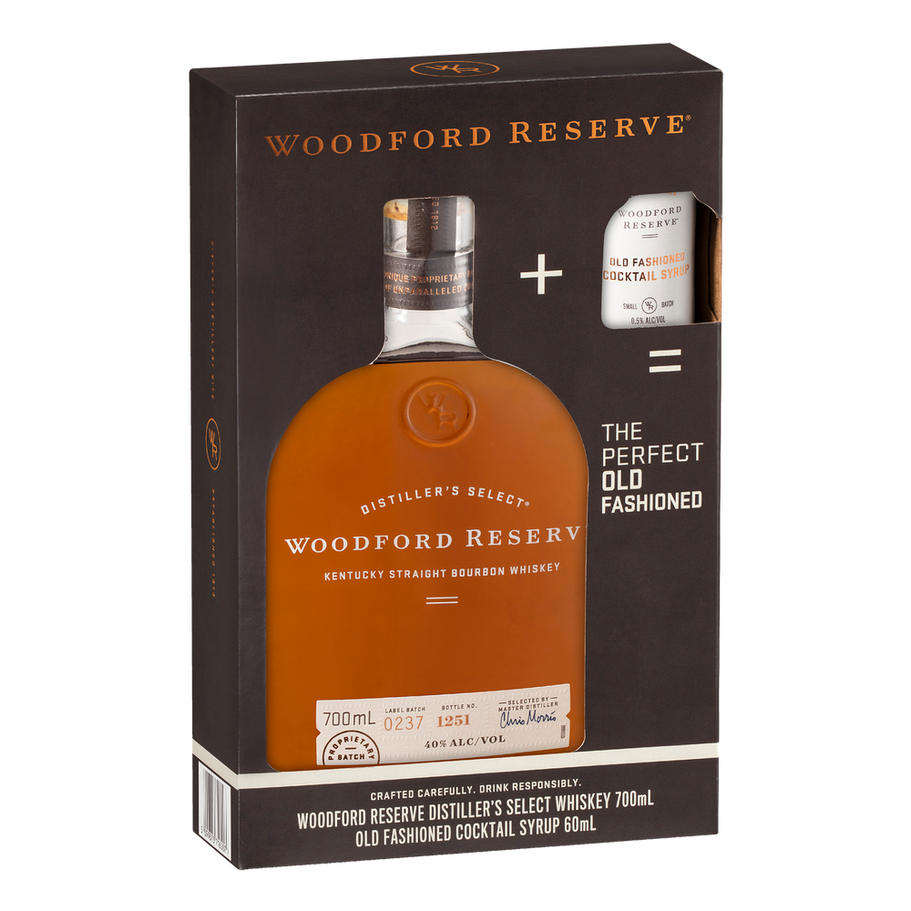 Woodford Reserve Kentucky Straight Bourbon Whiskey 700ml + Old Fashioned Cocktail Syrup - Kent Street Cellars